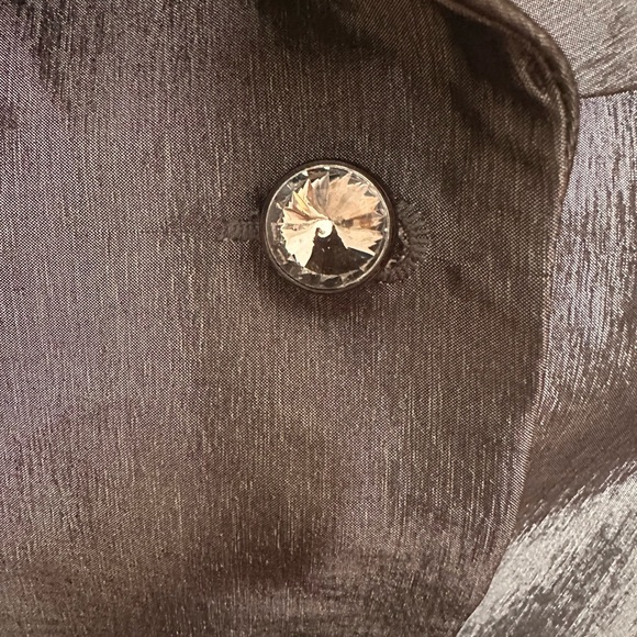 Nicolette Metallic Silver Evening Jacket Rhinestone Belt Formal Blazer 10 Medium - Picture 12 of 16